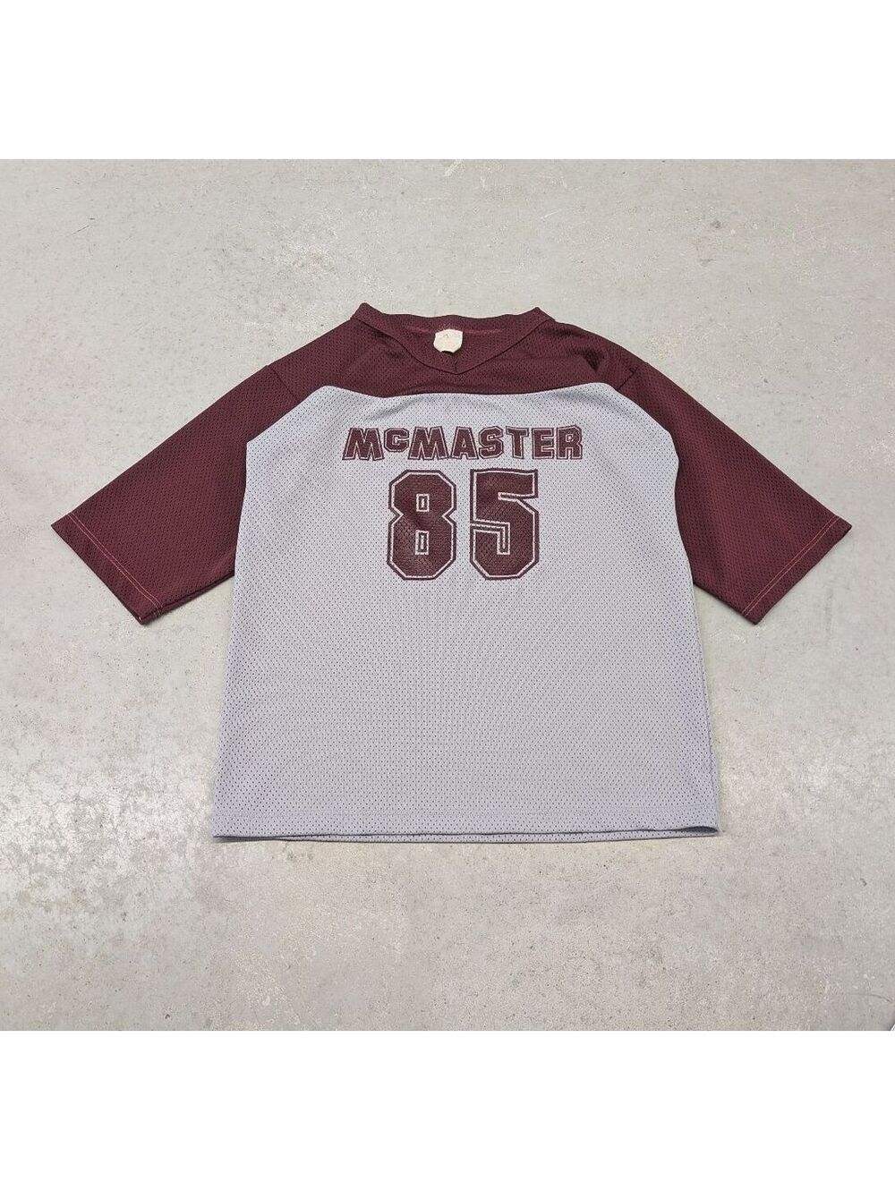 Vintage 80s McMaster University Grey and Maroon Jersey